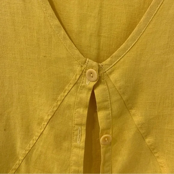 FLAX Women’s Lithuanian Linen Yellow Button Front Cardigan Lagenlook Size Small - Picture 5 of 12